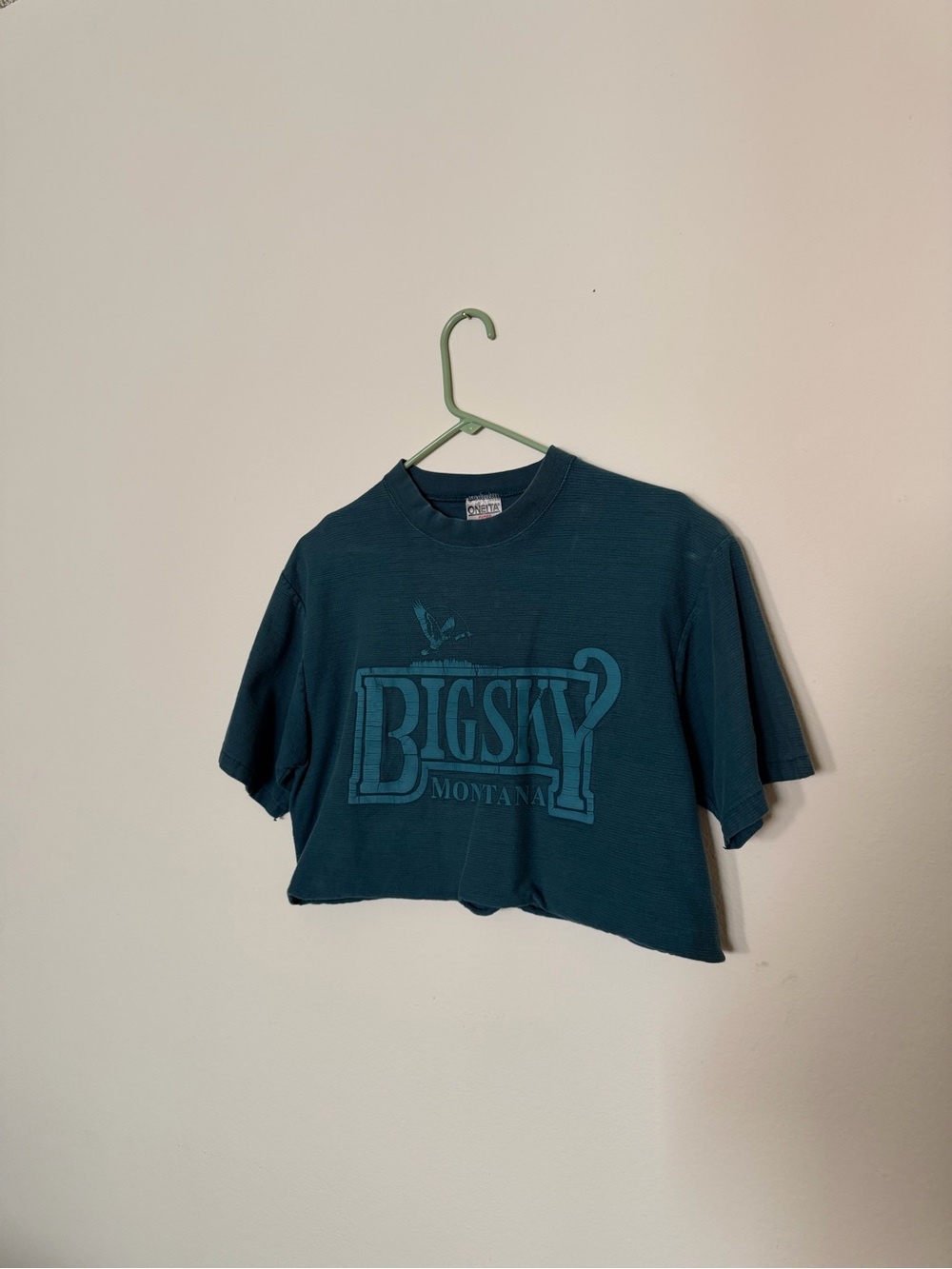 Big Sky Montana Teal Cropped Graphic Tee - Women's